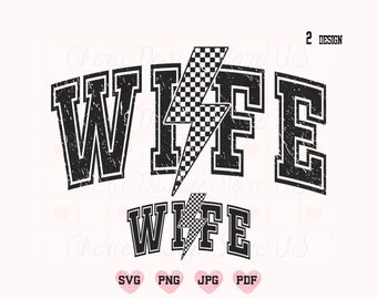 Moglie retrò Svg Png, Camicia Moglie Svg, Moglie Varsity Svg, Moglie Svg, Vita Moglie Svg, T-Shirt Moglie Svg, Camicia Moglie Alla Moda Svg, Moglie Fulmine Svg
