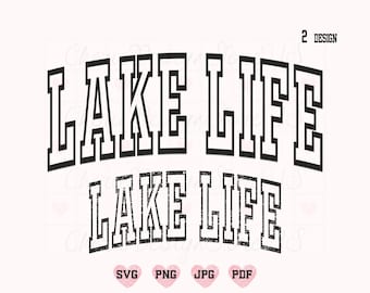 May include: Black and white graphic design with the text "LAKE LIFE" in a bold, blocky font. The text is repeated twice, once with a distressed effect.
