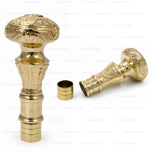 Victorian Brass Walking Stick Handle Vintage Style Floral Engraved Cane Knob Replacement Handle for Walk Cane  Antique Steampunk Handles