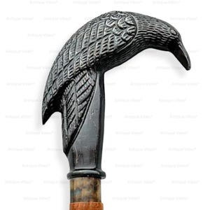 Raven Handle Crow Walking Stick for Walking Cane Stick, Vintage Style Bird Cane Replacement Handle, Gothic Steampunk Aluminium Made