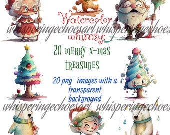 clipart, x-mas, christmas art, watercolor, holiday clipart, commercial use, instant download