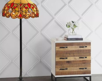 Multicolor Tiffany-Style Stained Glass Floor Lamp for Bedroom, Living Room, and Home Décor