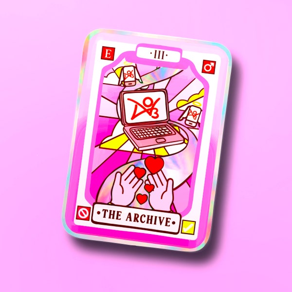 Adesivo olografico con carta dei tarocchi AO3 / Borraccia Booktok Fanfiction Laptop Kindle