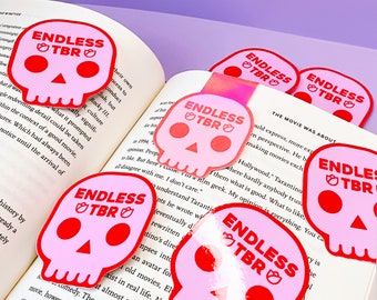 Endless TBR Skull Sticker | Bookish Romantic Reading Sticker for Kindle, Librarian Gift, Kawaii Aesthetic Laptop Sticker