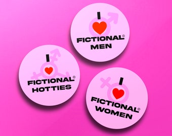 I Heart Fictional Men Vinyl Sticker | Bookish Sticker, Fictional Women, Fictional Hotties, Kindle Water Bottle Sticker