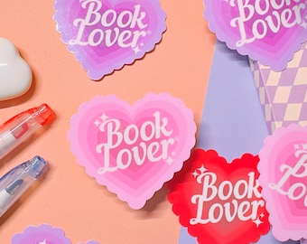 Book Lover Coquette Heart Vinyl Sticker | Great for Water bottle Kindle Tablet - Waterproof Vinyl