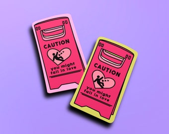 Caution Falling in Love Vinyl Sticker | Kindle Stickers, Funny Unique Stickers for Friends