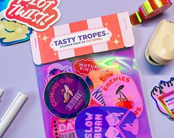 Pacchetto di adesivi di frutta Tasty Tropes / Merchandising per lettori, amanti della lettura, regalo unico per la calza della Befana