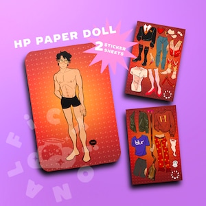 HP Parry Hotter Paper Doll Set | Unique Stocking Stuffer, Handmade Gift, Bookish Merch, Drarry