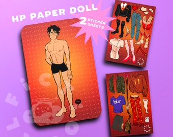 HP Parry Hotter Paper Doll Set | Unique Stocking Stuffer, Handmade Gift, Bookish Merch, Drarry