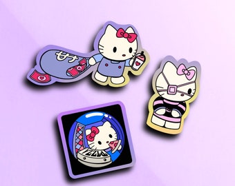 Bad Kitty Crime Spree Vinyl Sticker Pack | Kawaii Kitty, Sanrio, Stocking Stuffer, Pastel Stickers, Pinkmas, Waterbottle Stickers