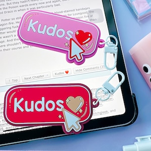 AO3 Kudos! Keychain | Bookish Merch, Stocking Stuffer, Writer Author, Fangirl, Fanfiction, Book Tropes, Wattpad, Booktok, Booktube