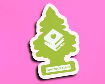 New Book Scent Holographic Vinyl Sticker | Cute Funny Bookish Stickers - Stocking Stuffer - Gift for Reading Lovers