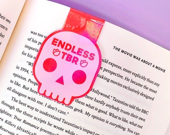 Endless TBR Skull Holographic Magnetic Bookmark | Romantic Reader, Bookish Merch, Stocking Stuffer