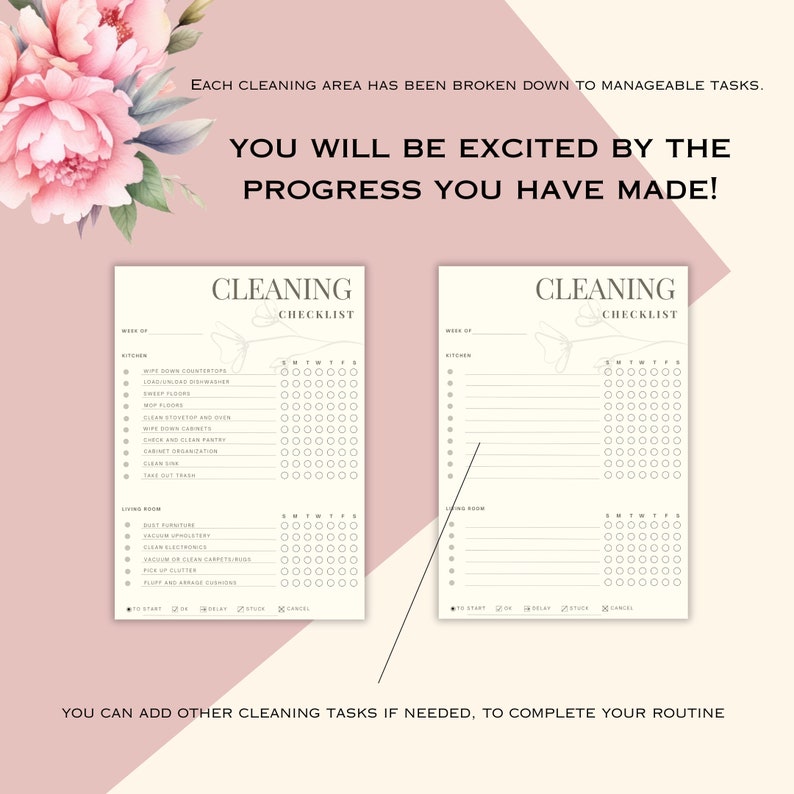 ADHD Cleaning Planner, Cleaning Checklist, Cleaning Schedule, Weekly ...