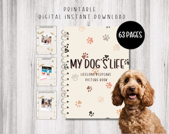 Dog Lifelong Memory Keepsake Photo Album, Dog Photo Album Scrapbook, Dog Mom, Memory Book, Puppy Album, A4 A5 Letter, Dog Gifts For Dogs