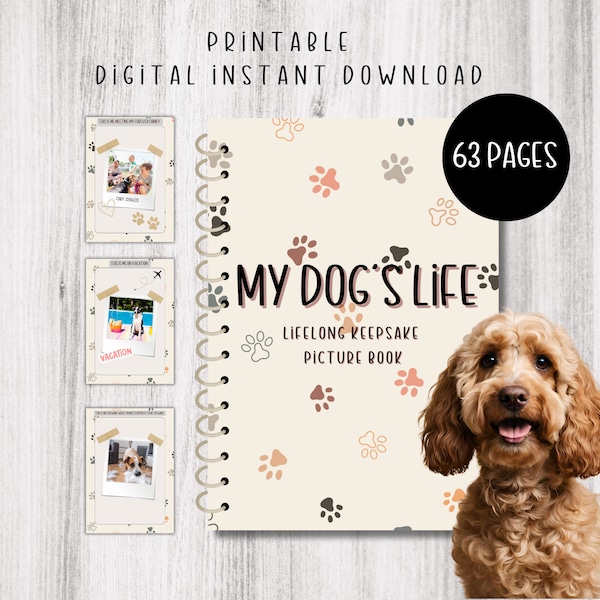 Dog Lifelong Memory Keepsake Photo Album, Dog Photo Album Scrapbook, Dog Mom, Memory Book, Puppy Album, A4 A5 Letter, Dog Gifts For Dogs