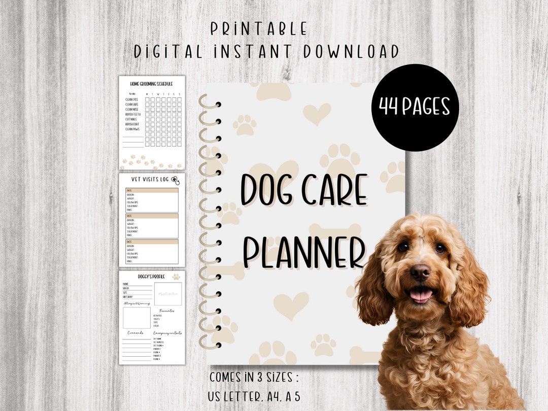 Dog Planner Dog Journal Tracker Dog Planner Printables Dog Mom Planner