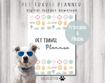 Travel Planner Template, Pet Travel Journal, Travel Journal, Dog Travel, Dog Mom, Pet Care Planner, Pet Digital Tracker for Travel,US Letter