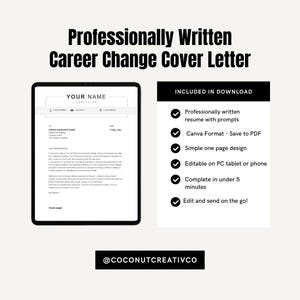 Career Change Cover Letter Template: Modern Professional Design (Canva & PDF)