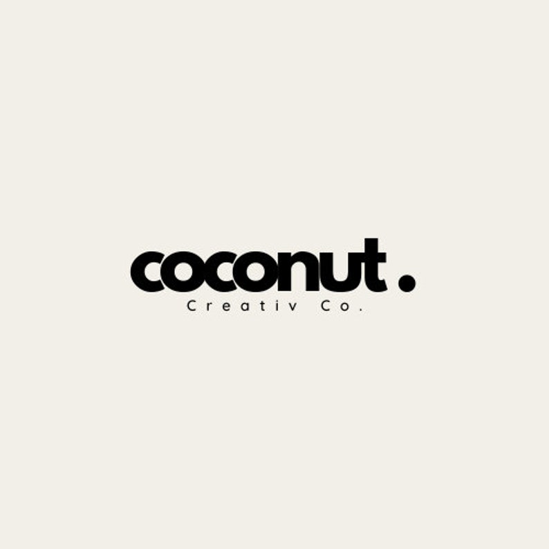 May include: Black and white logo for a company called "coconut. Creativ Co."
