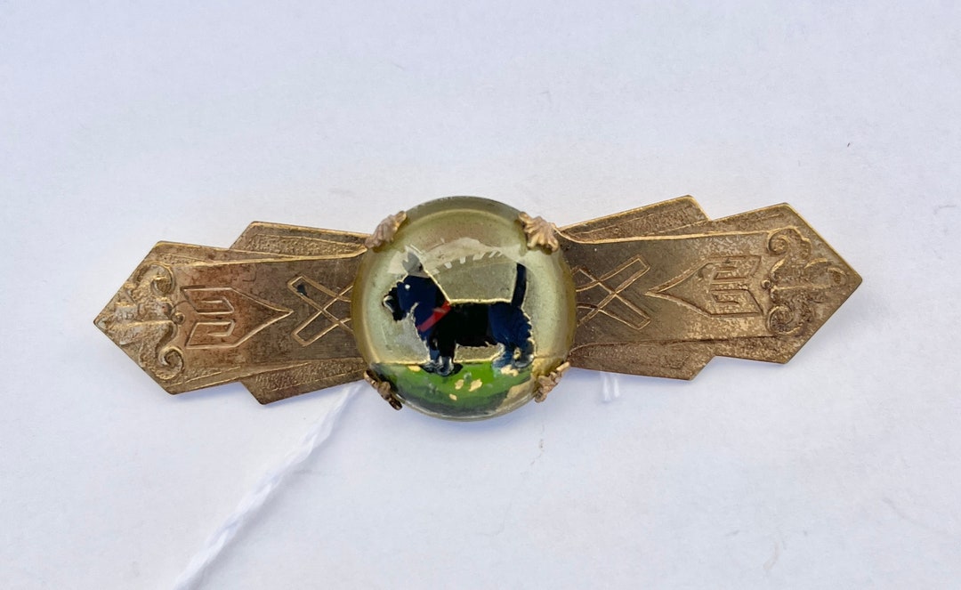 Broche Vintage Coro Scottie Chien - Cristal Essex Revers - Rare Et élégante