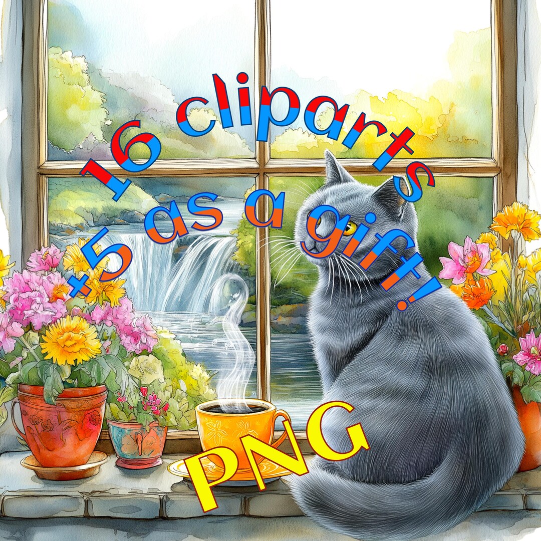 165 GIFT Spring Floral Window Clipart, Spring Flower Window View Bundle ...