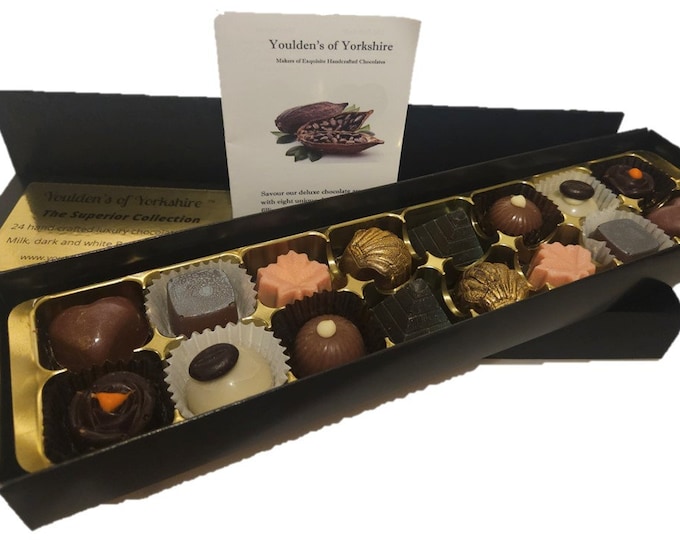 Youlden's of Yorkshire - The Superior Mixed Collection - Luxury Handmade Chocolate Gift Box -16 Milk, White and Dark chocolate truffles.