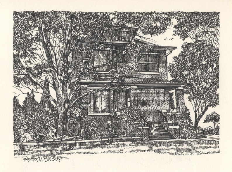 Custom Pen and Ink Portrait of Your Home, Business, Yacht, or Family ...
