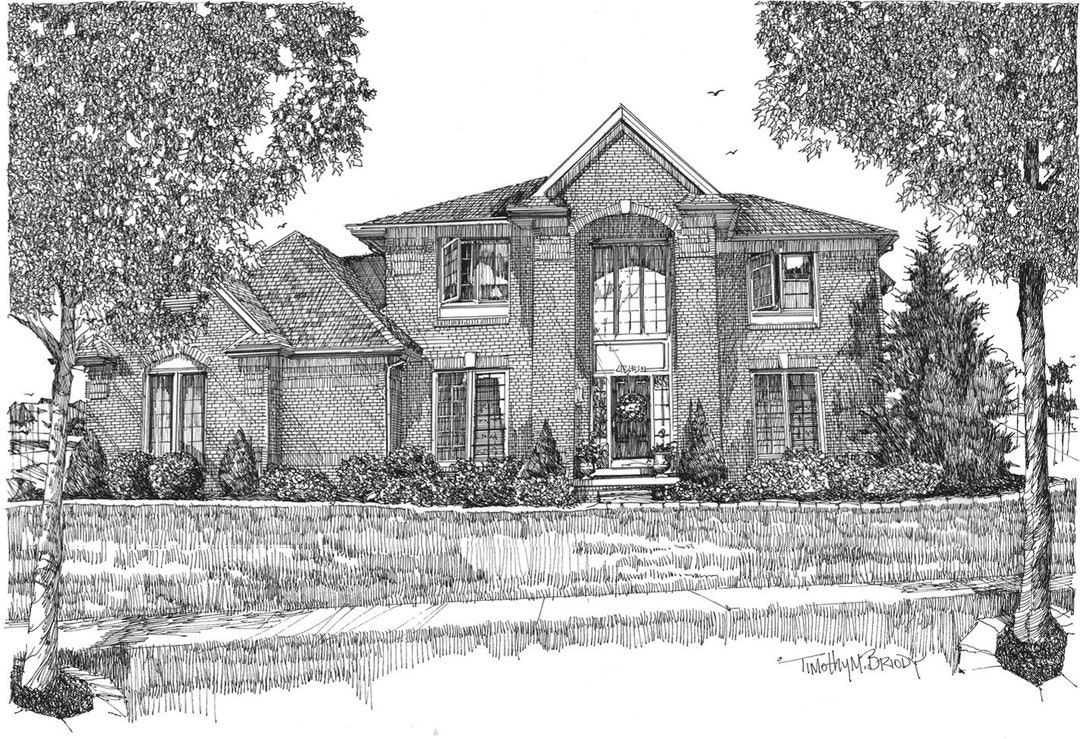 Custom Home Portrait, Original Pen and Ink Drawing - Etsy