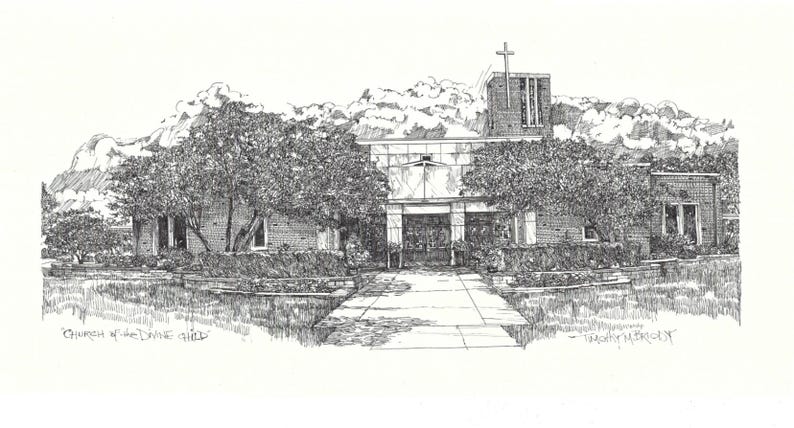 Custom Pen and Ink Portrait of Your Home, Business, Yacht, or Family ...