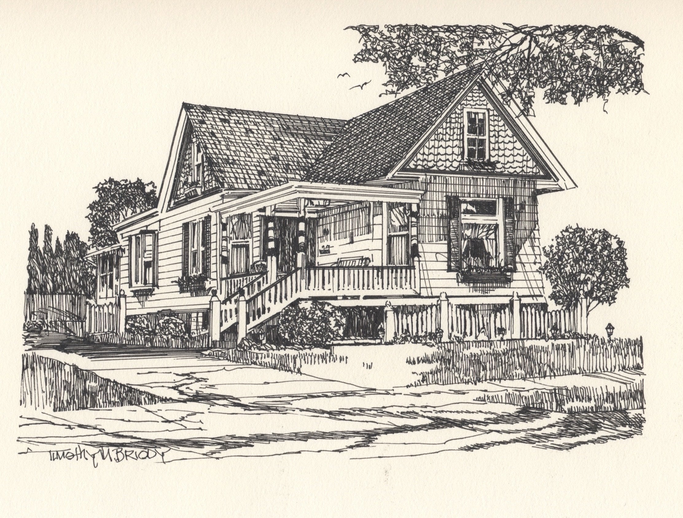 Custom Pen and Ink Portrait of Your Home, Business, Yacht, or Family ...