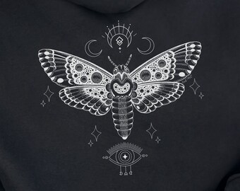 Moth Hoodie  Whimsigoth Clothing Witch Hoodie Celestial Hoodie Spiritual Hoodie Whimsigoth Fashion Whimsigoth Hoodie Cottagecore Hoodie