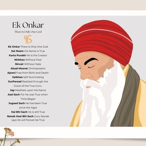 Guru Nanak Sahib Ek Onkar Sikh Sikh Art Punjabi Art illustration Sikhism Panjab Sikh Gifts Sikh Art Punjabi illustration vahe guru mantra