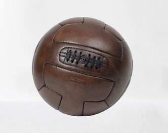 Vintage-Leder-Fußball in T-Form 1930, WM-Vintage-Ball, T-Panel-Stil, Vintage-Fußball, Sammler, Heimdekoration, handgefertigter Ball