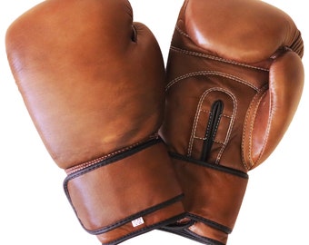 Guantes de boxeo de cuero únicos y elegantes estilo vintage, kickboxing MMA, guantes de cuero de vaca, guantes personalizados, guantes de lucha, engranajes de boxeo, regalo