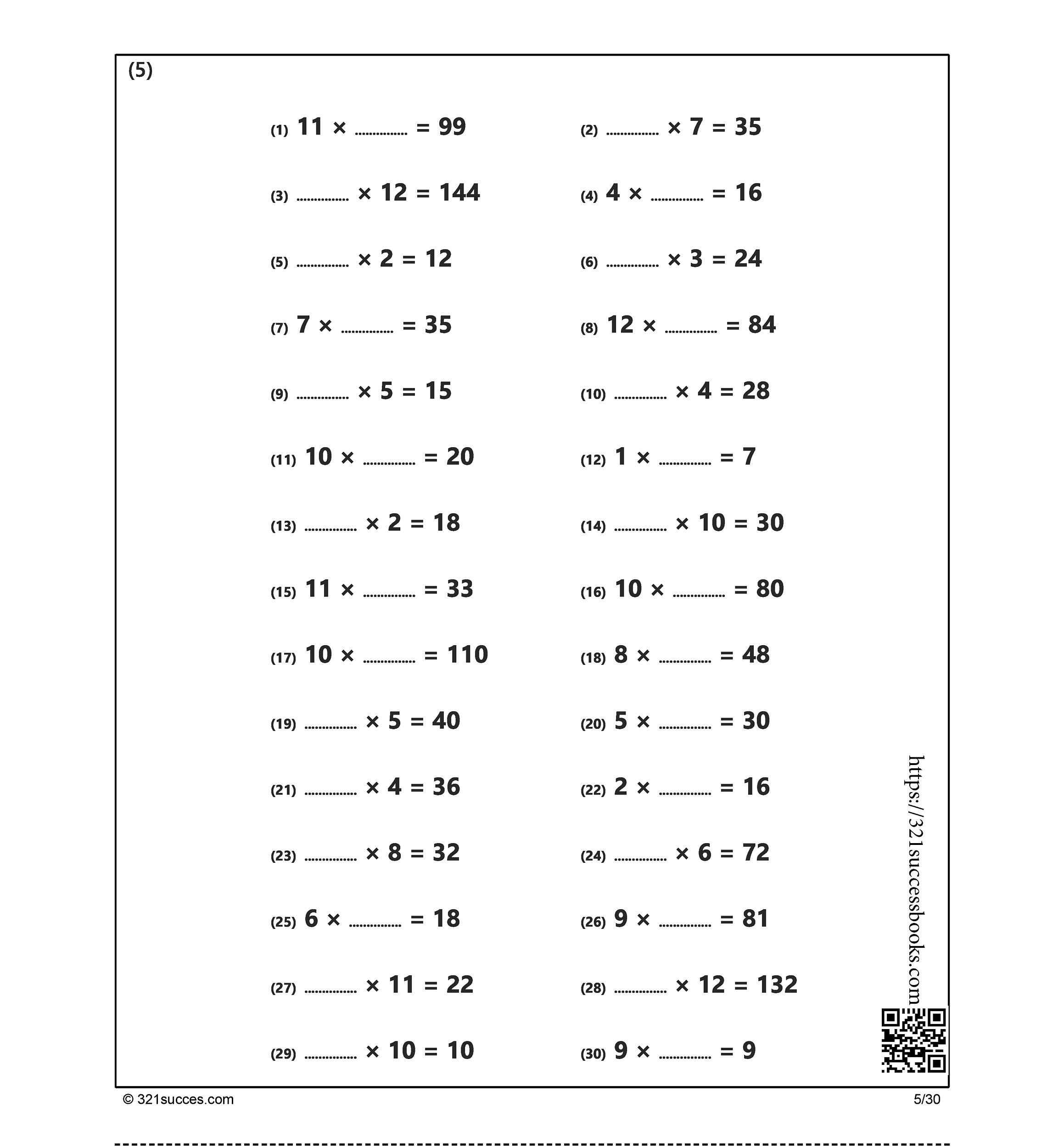 Multiplication tables division tables missing term exercise book maths
