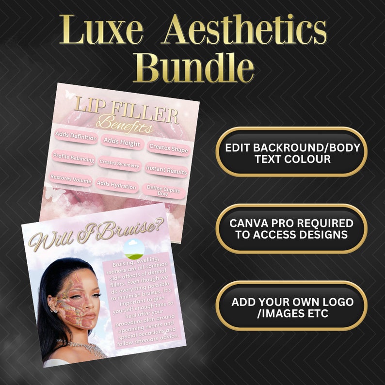 10 Pink & Gold Aesthetics Templates 10 Canva Editable Instagram Feed