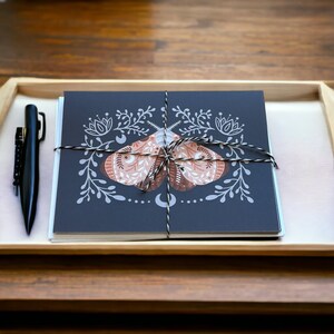 4 Pack | Blank Greeting Cards | Folk Art Style Moth Hand Drawn