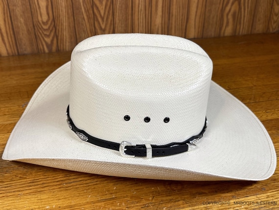 AU-LC-60-BLK Western Leather Cowboy Hat Band Scalloped With  display picture 1