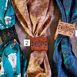 AU-SS09-X Leather Western Scarf Slide Southwestern Pattern