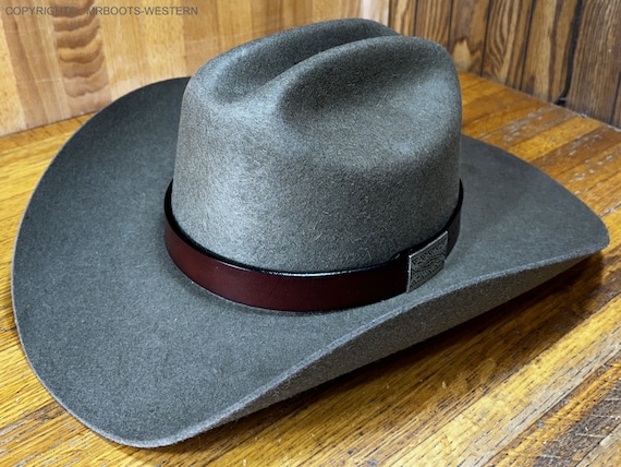 Gray Felt Hat with Brown Band Jutland Wool Felt Gus Western Hat – Village Hat Shop main image 2