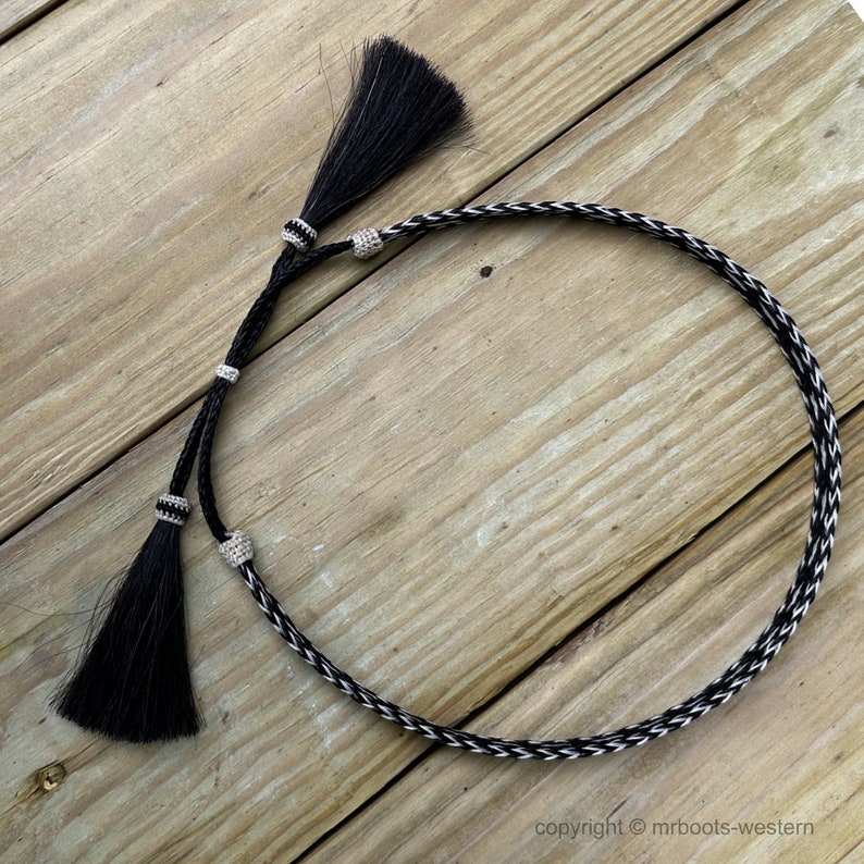 AUHH0502 Horse Hair Hat Band Five Strand Black/natural/black With