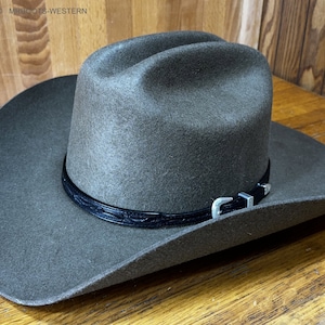 AU-LC-51-BLK Bandeau pour chapeau de cowboy en cuir western en cuir noir sculpté à la main de 1/2&quot; de large conique à 3/8&quot;