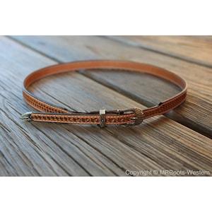 AU-LC-51W-NAT Western Leather Cowboy Hat Band Embossed Basketweave Natural Tan Leather 1/2&quot; Wide tapered to 3/8&quot;