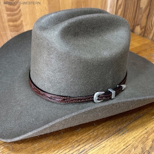 AU-LC-51-BRN Bandeau pour chapeau de cowboy en cuir western, cuir marron sculpté à la main, 1/2&quot; de large conique à 3/8&quot;