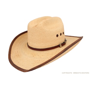 AU-LC-02-BR Western Leather Hat Band for Cowboy Hats Plain Brown Leather 3/8&quot; Wide