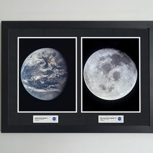 Earth and Moon Poster - Apollo 11 - Space - Astronomy - Printed double mount with plaque - Space Photography