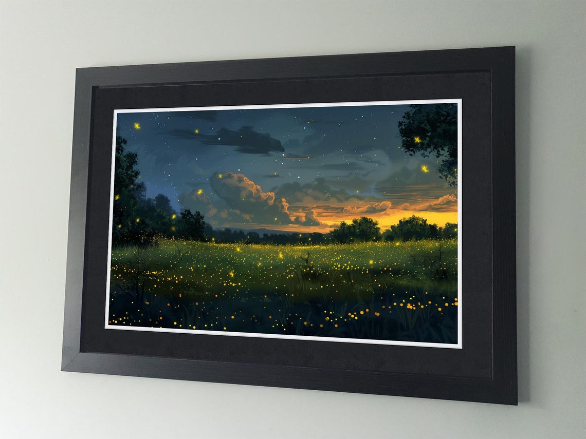 Firefly Insect Posters Fireflies at Twilight Poster - Lightning Bugs Artwork - Glowworms Art ...