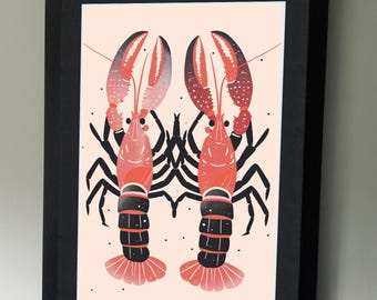 Lobster Poster - kitchen artwork - Traditional British - kitchen food poster - wall art - kitchen designs - You're my lobster